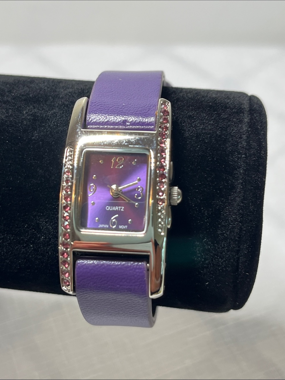 Purple Crystal-Trim Quartz Bracelet Watch